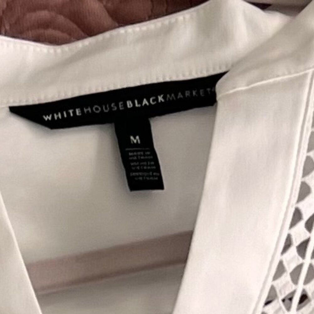 White House Black Market White Top | Size M | New Without Tags | Crisp & Chic - Picture 4 of 6